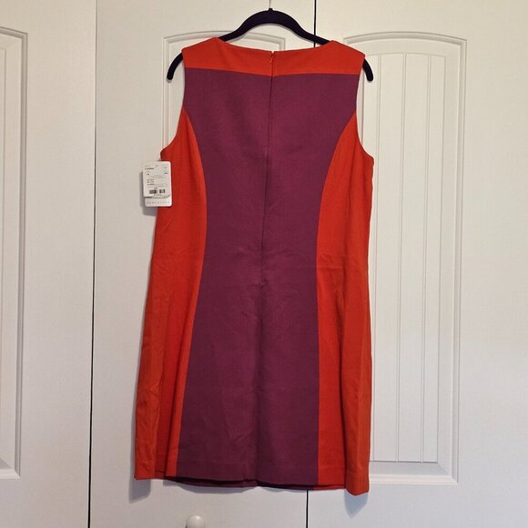Women's Doncaster Sleeveless Shift Dress Rayon Blend Orange Magenta Size 12 - Picture 2 of 9